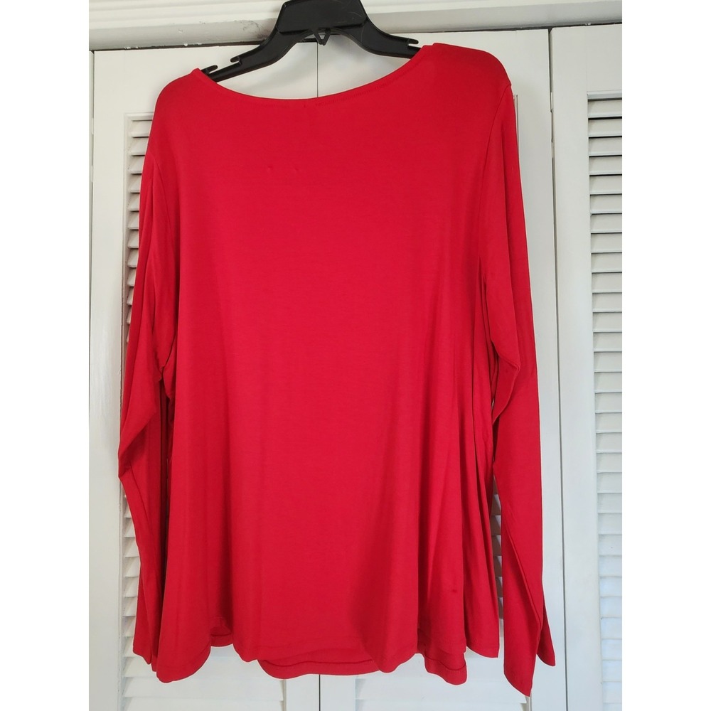 Cato Womens 18/20 NWT Red Long Sleeve Top Scoop Neck Basic Stretch Tee Plus Size - Picture 5 of 7